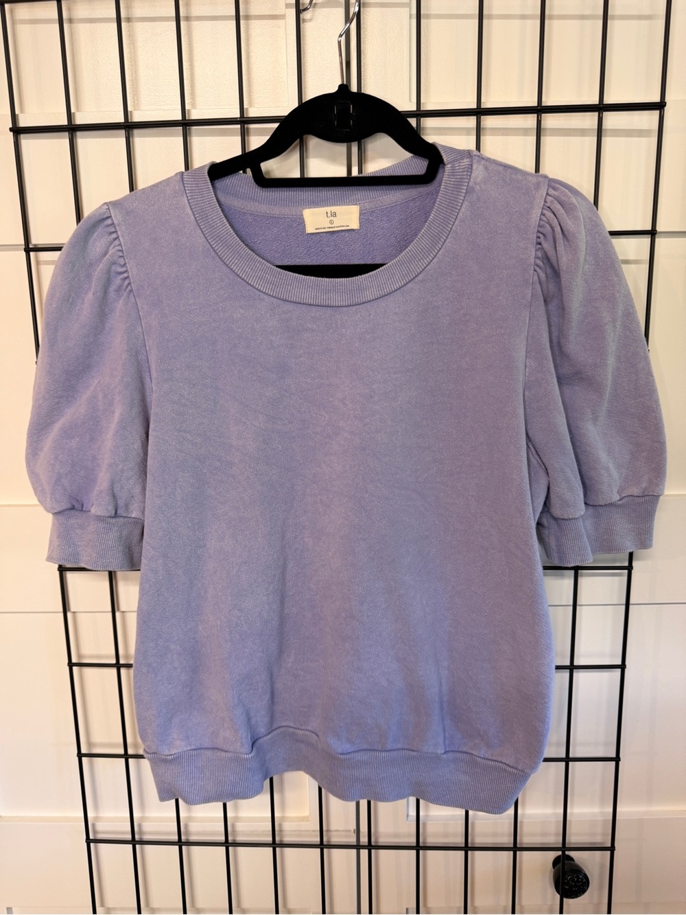 Tla from Anthropologie Lavender Puff Sleeve Sweatshirt